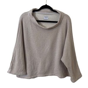 Esby Apparel Size Medium Cream Oversized Cotton Mock Neck Pullover Sweater